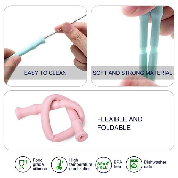 Silicone Collapsible Straw with Carry Case