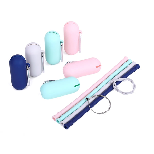 Silicone Collapsible Straw with Silicone Capsule Box