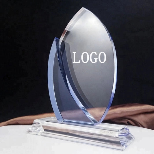 Blue and Clear Crystal Trophy Awards