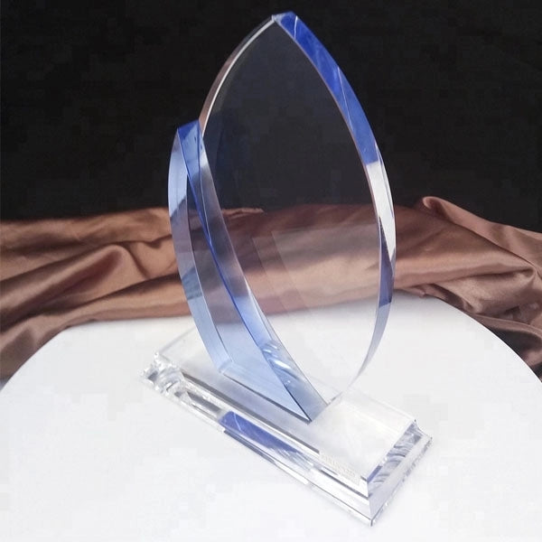 Blue and Clear Crystal Trophy Awards