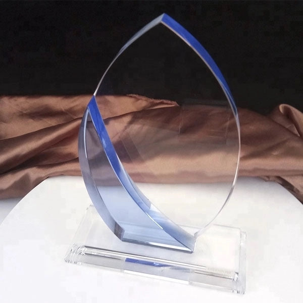Blue and Clear Crystal Trophy Awards