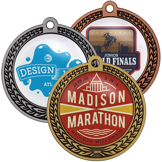 Speed Medal 2.5" 3D Wreath w/Full Color Dome Imprint