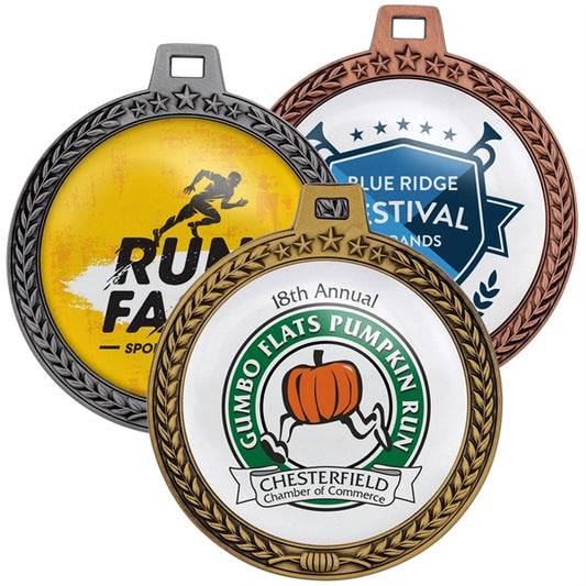 3" Speed Medal 3D Wreath & Star Border