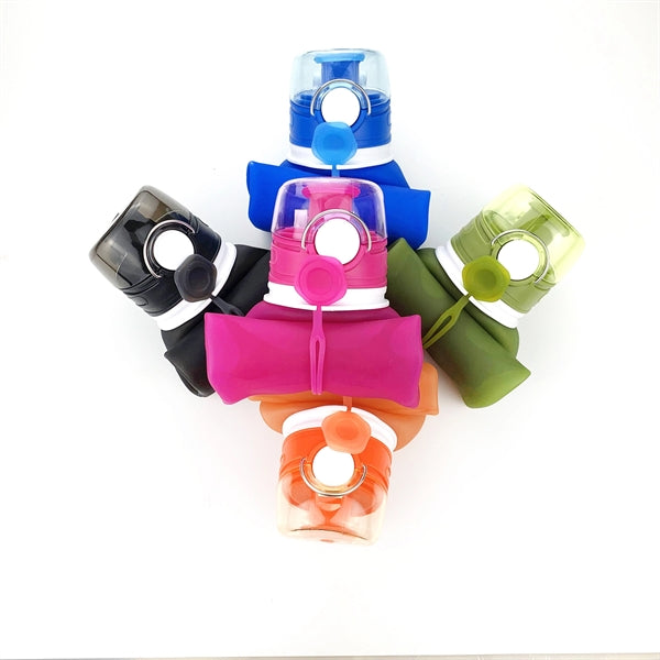 750ml 25oz silicon roll up collapsible water bottle