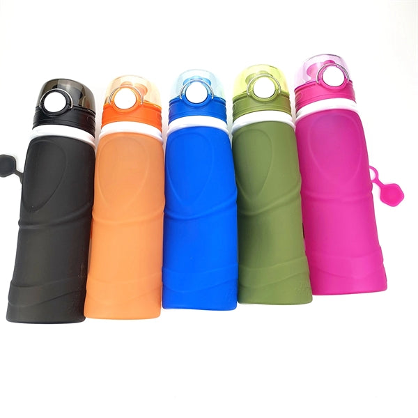 750ml 25oz silicon roll up collapsible water bottle
