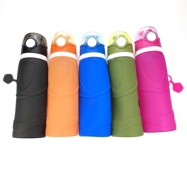 750ml 25oz silicon roll up collapsible water bottle