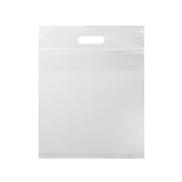 12" x 15" x 6" Clear Zip-Close Die Cut Handle Bag