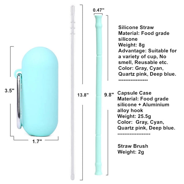 Silicone Straw with Capsule Box