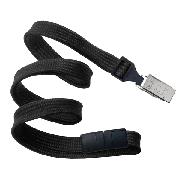 3/8" Blank Breakaway Lanyards w/ Bulldog Clip, Flat Braided