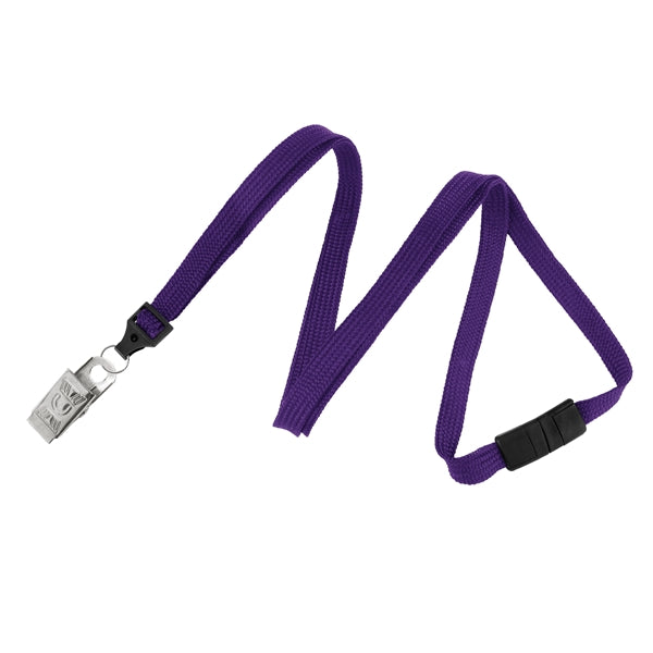 3/8" Blank Breakaway Lanyards w/ Bulldog Clip, Flat Braided