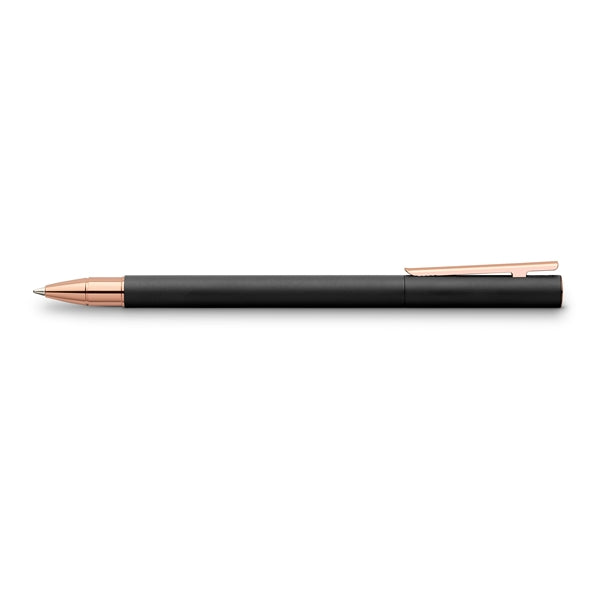 NEO Slim Black Metal and Rose Gold Rollerball Pen
