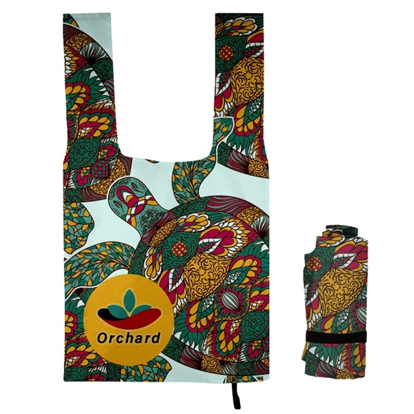 Roll-Up Grocery Tote w/Elastic Tie-Full Color Print All Over