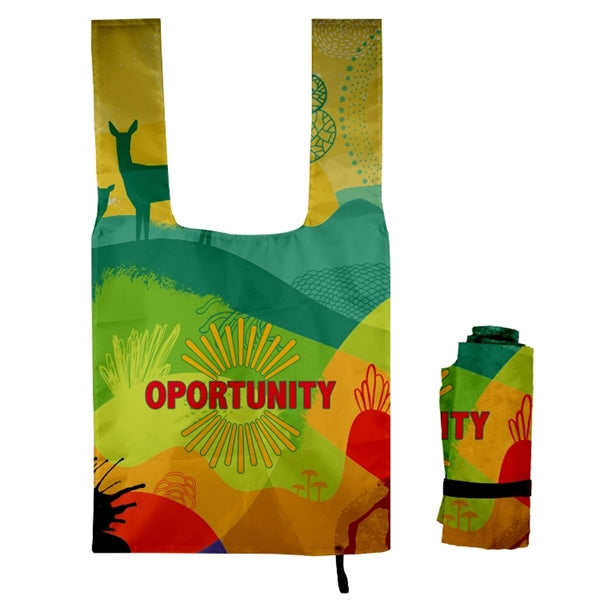 Roll-Up Grocery Tote w/Elastic Tie-Full Color Print All Over