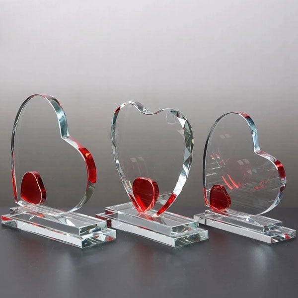Heart Shape Clear Crystal Award Trophy