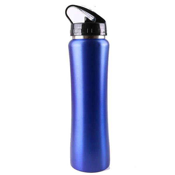 21 oz single wall metal sport bottle with straw