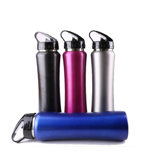 21 oz single wall metal sport bottle with straw