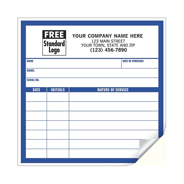 Labels, Large Service Record, White With Blue Border