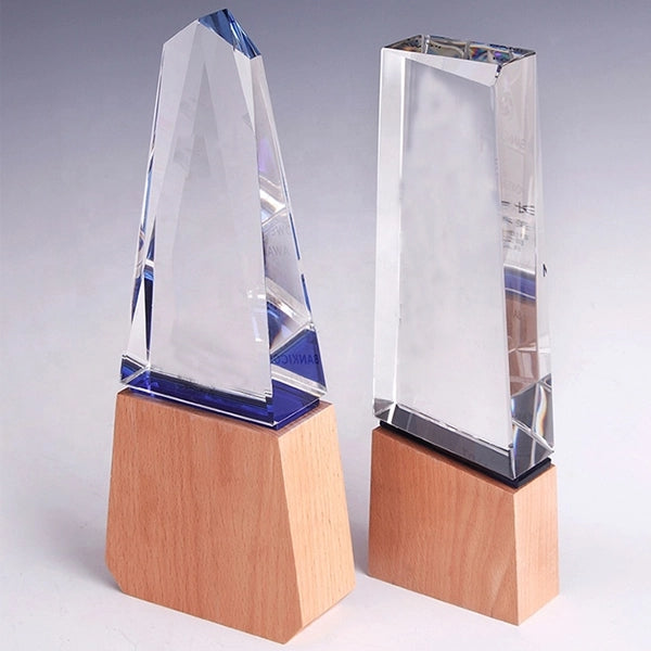 Crystal Trophy With Wooden Base