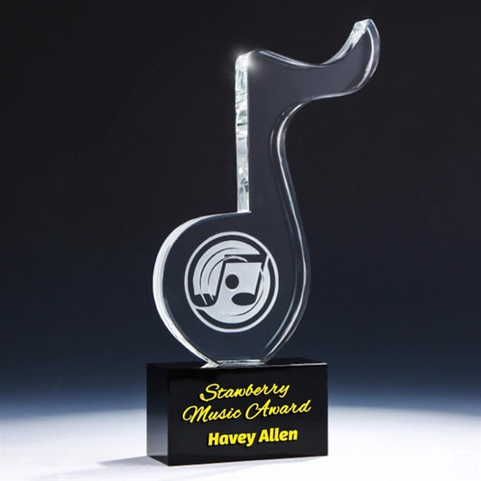 Glass Music Award on Engraved Black Base