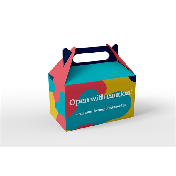 9"x 6"x 6" E-Flute Gable Gift Handle Box Printed