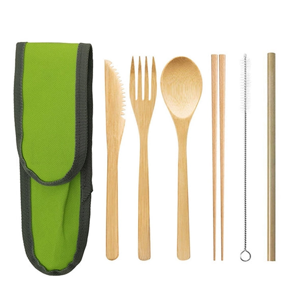 Bamboo Travel Utensil Set With Carrying Case