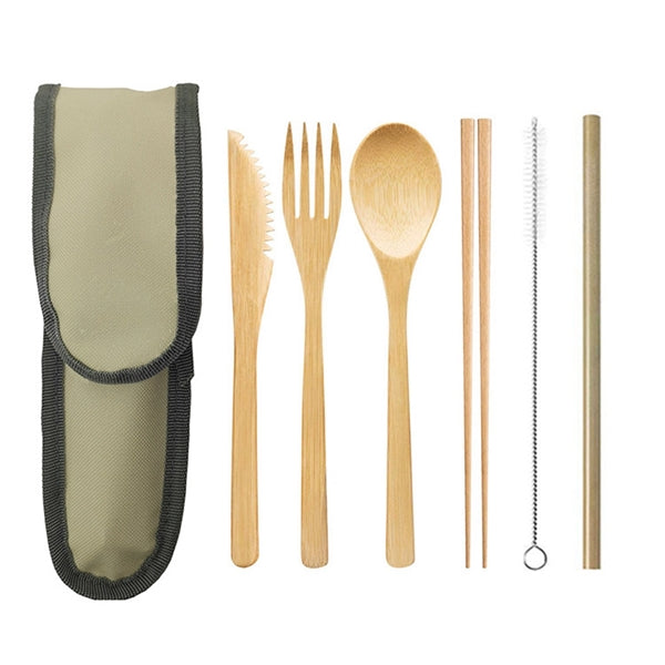 Bamboo Travel Utensil Set With Carrying Case