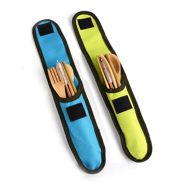 Bamboo Travel Utensil Set With Carrying Case