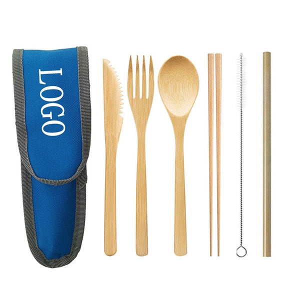 Bamboo Travel Utensil Set With Carrying Case
