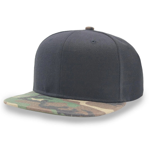Camo snapback flat bill cap