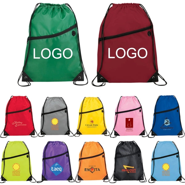 Zippered Sports Drawstring Backpack