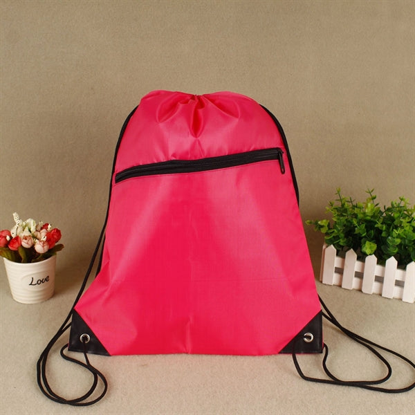 Zippered Sports Drawstring Backpack