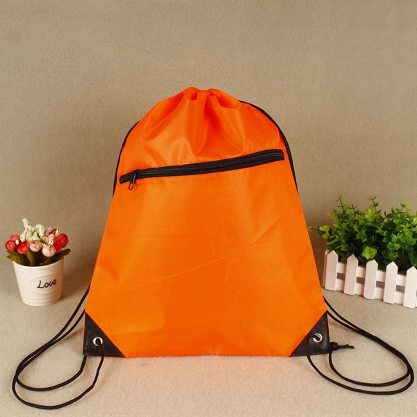 Zippered Sports Drawstring Backpack