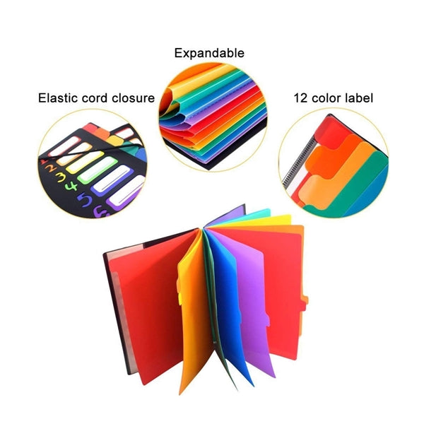 Multi 12 Pockets Rainbow File Folders