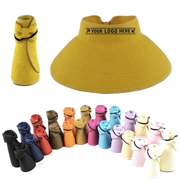 Foldable Straw Sun Visor Cap for Woman