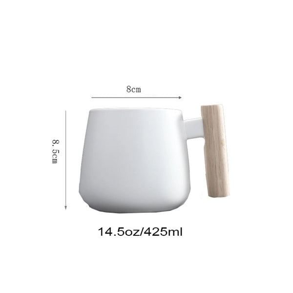Wooden Lid Spoon Mug Cup