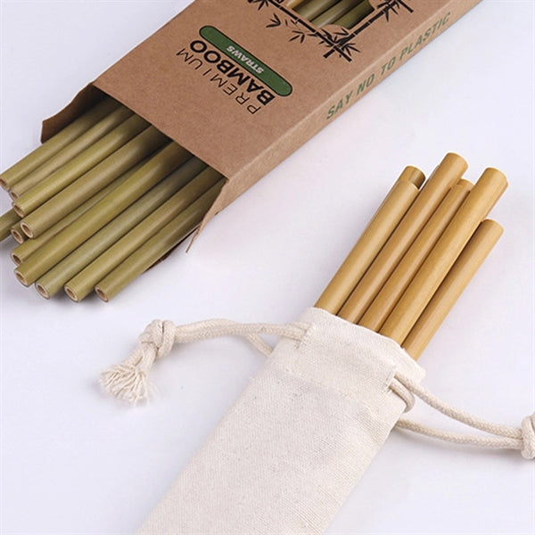 Eco-friendly Bamboo Straw Set With Cleaning Brush