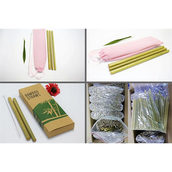 Eco-friendly Bamboo Straw Set With Cleaning Brush