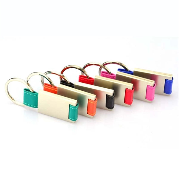 Chrome Leatherette Metal Keychain