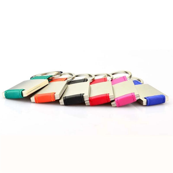 Chrome Leatherette Metal Keychain