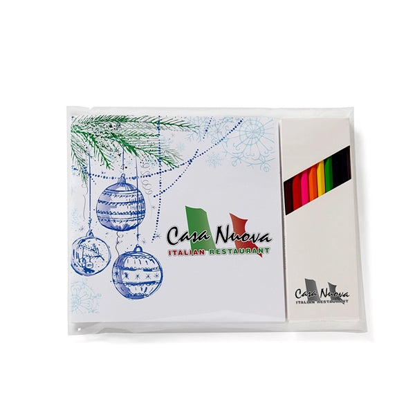 Deluxe Holiday 7" Adult Coloring Book & 8-Color Pencil Set