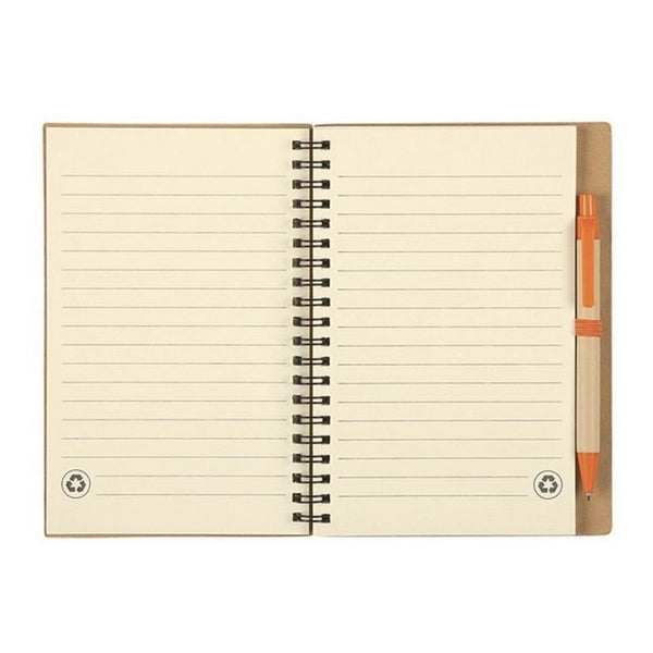Lined Spiral Kraft Notebook with Pen In Holder