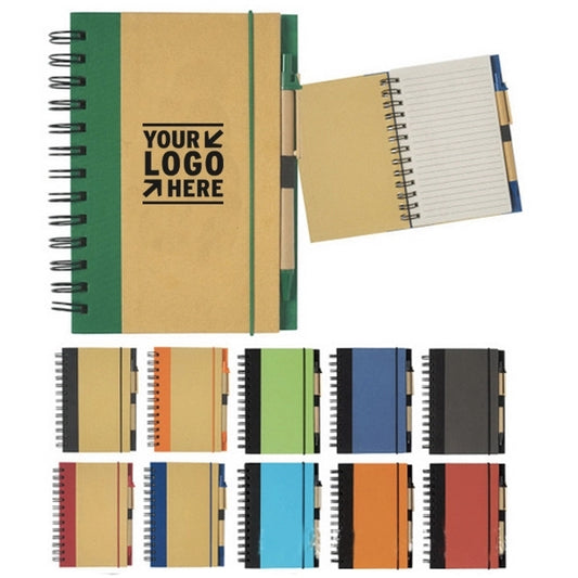 Lined Spiral Notebook with Pen and Elastic Closure Strap