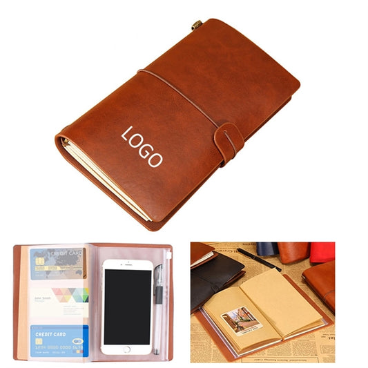 A 6 Leather Notebook with PVC Card Package and Storage Bag