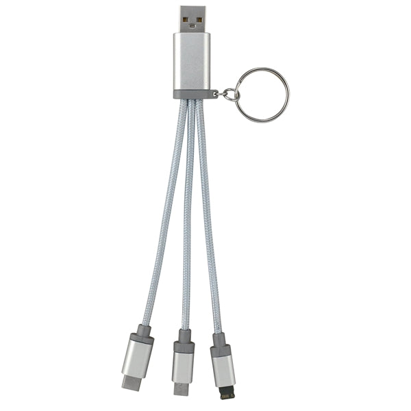 Metallic 3-in 1 Keychain Cable with Type C USB