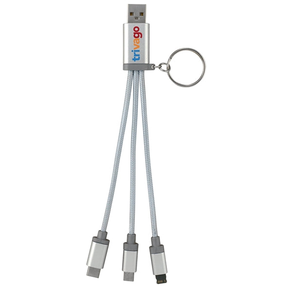 Metallic 3-in 1 Keychain Cable with Type C USB