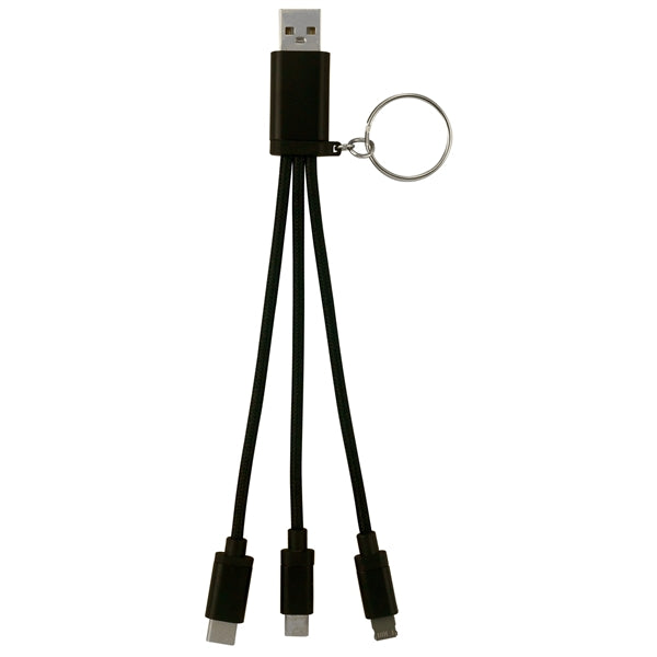 Metallic 3-in 1 Keychain Cable with Type C USB