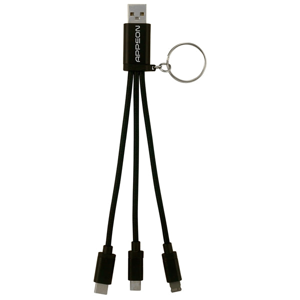 Metallic 3-in 1 Keychain Cable with Type C USB