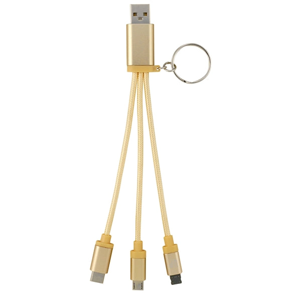 Metallic 3-in 1 Keychain Cable with Type C USB