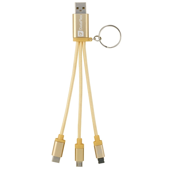 Metallic 3-in 1 Keychain Cable with Type C USB