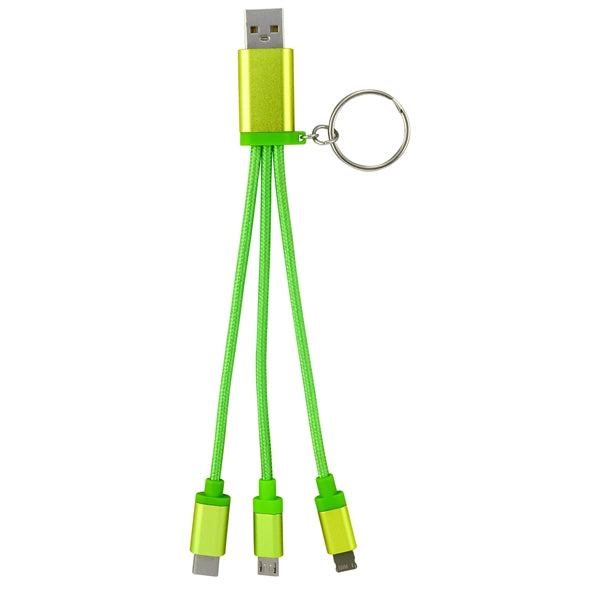 Metallic 3-in 1 Keychain Cable with Type C USB